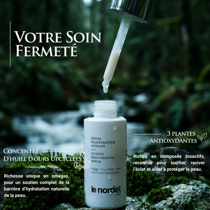 Intense regenerating face serum with upcycled bear oil, antioxidant plants, for hydration and skin barrier support
